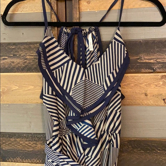 Hello Miss Blue & Tan Stripe Dress - Picture 2 of 4